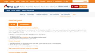 
                            9. Idea Bill Payment - Pay Idea postpaid Bills Online - ICICI ...