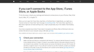 
                            8. If you can't connect to the iTunes Store - Apple Support