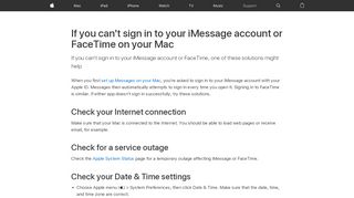 
                            2. If you can't sign in to your iMessage account or FaceTime on ...