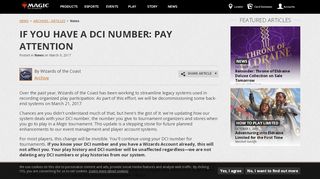 
                            2. If You Have a DCI Number: Pay Attention | MAGIC: THE GATHERING