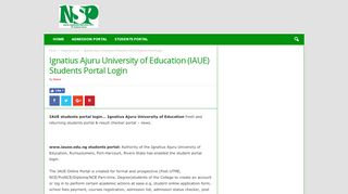 
                            6. Ignatius Ajuru University of Education (IAUE) Students Portal Login ...