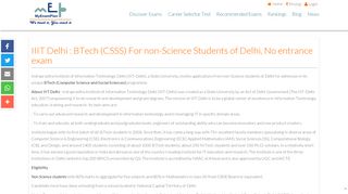 
                            6. IIIT Delhi : BTech (CSSS) For non-Science Students of Delhi, No ...