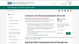 
                            8. IIS | Contacts for Immunization Records | CDC