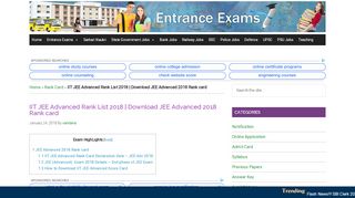 
                            7. IIT JEE Advanced Rank List 2018 - Entrance …