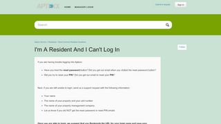 
                            6. I'm a Resident and I Can't Log In – Aptexx Service