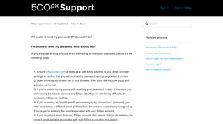 
                            3. I'm unable to reset my password. What should I do? – 500px Support ...