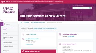 
                            3. Imaging Services at New Oxford | Find a Location | UPMC Pinnacle