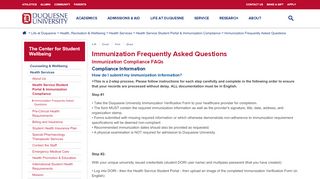 
                            9. Immunization Frequently Asked Questions | Duquesne University