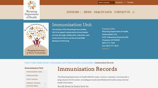 
                            6. Immunization Records - Wyoming Department of Health