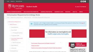 
                            7. Immunization Requirements & Allergy Shots - Health – Rutgers