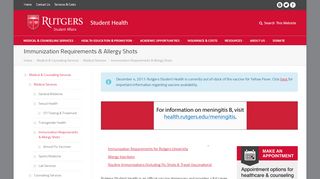 
                            10. Immunization Requirements & Allergy Shots – Student Health