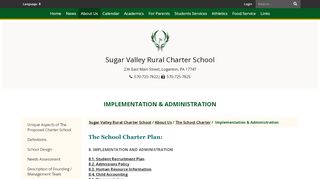 
                            9. Implementation & Administration - Sugar Valley Rural Charter School