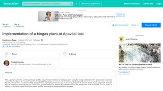 
                            9. Implementation of a biogas plant at Apavital Iasi | I. Toma | Request PDF