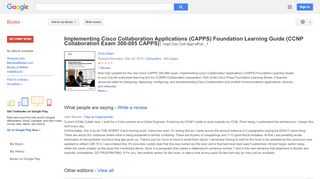 
                            7. Implementing Cisco Collaboration Applications (CAPPS) ...