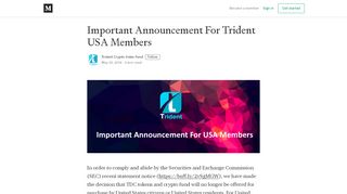 
                            7. Important Announcement For Trident USA Members - Trident ...