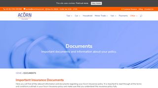 
                            4. Important Documents Relating to Your Policy | Acorn Insurance