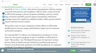 
                            7. In Brief: 2B Advice Launches Data Privacy Management Software