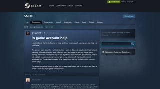 
                            6. In game account help :: SMITE General Discussions