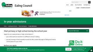 
                            3. In-year admissions | Ealing Council