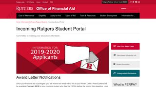 
                            5. Incoming Student Portal | Office of Financial Aid | Rutgers University