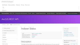 
                            2. Indexer Status—ArcGIS REST API: Administer your portal | ArcGIS for ...