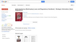 
                            2. India Insolvency (Bankruptcy) Laws and Regulations Handbook - ...