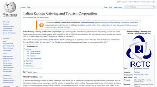 
                            8. Indian Railway Catering and Tourism Corporation - Wikipedia