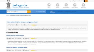 
                            8. Indian Railways SMS, Web Complaints & Suggestions Portal ...
