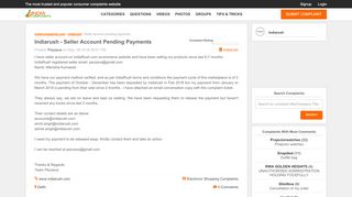 
                            1. Indiarush Complaints -Seller account pending payments