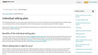 
                            7. Individual selling plan – Amazon Seller Central