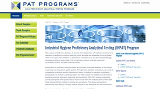 
                            3. Industrial Hygiene Proficiency Analytical Testing (IHPAT ... - AIHA PAT