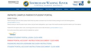 
                            8. Infinite Campus Parent/Student Portal - Shoreham-Wading River ...