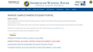 
                            1. Infinite Campus Parent/Student Portal - Shoreham-Wading ...
