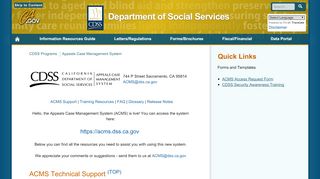 
                            8. Info & Resources > CDSS Programs > Appeals Case Management ...