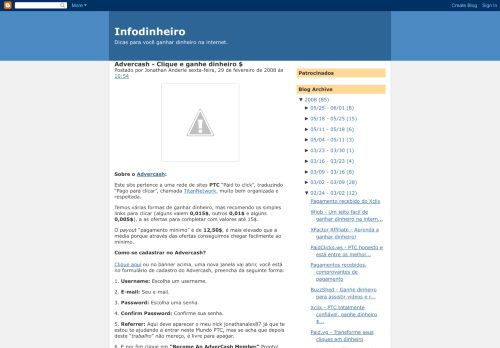 
                            7. Infodinheiro: Advercash - Clique e ganhe dinheiro
