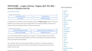 
                            1. INFOJOBS – Login, Entrar, Vagas, (SP, RJ, RS) – …