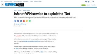 
                            4. Infonet VPN service to exploit the 'Net | Network World