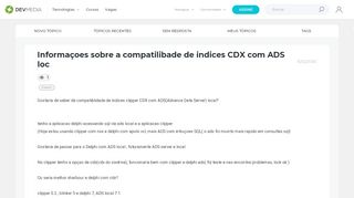 
                            4. Informaçoes sobre a compatilibade de indices CDX com ADS ...