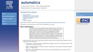 
                            3. Information for authors - automatica - A Journal of IFAC - The ...