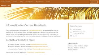 
                            1. Information for Current Residents at Alicante Apartments