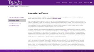 
                            2. Information for Parents - Truman State University