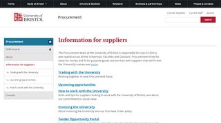 
                            5. Information for suppliers | Directory of ... - University of Bristol