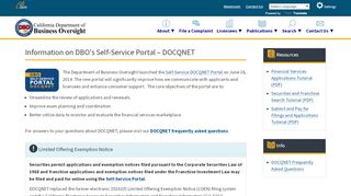 
                            2. Information on DBO's Self-Service Portal – DOCQNET | The ...