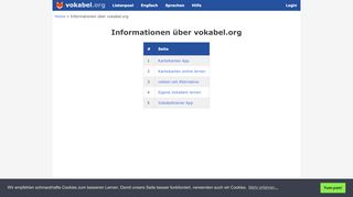 
                            8. Informationen über vokabel.org