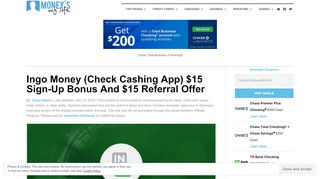 
                            3. Ingo Money (Check Cashing App) $15 Sign-Up Bonus …