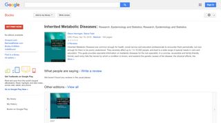 
                            9. Inherited Metabolic Diseases: Research, Epidemiology and Statistics, ...