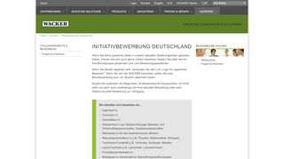 
                            3. Initiativbewerbung Deutschland - Wacker Chemie AG