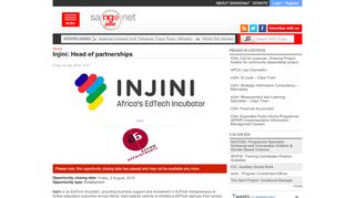 
                            8. Injini: Head of partnerships | NGO Pulse