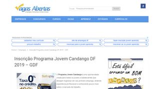 
                            5. Inscrição Programa Jovem Candango DF 2019 - GDF …