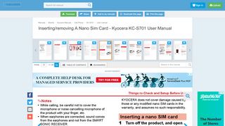 
                            2. Inserting/removing A Nano Sim Card - Kyocera KC-S701 User ...